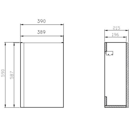 Cersanit S801-218-DSM - Κρεμαστό έπιπλο μπάνιου με νιπτήρα MODUO SLIM 40x22 cm, γυαλιστερό λευκό
