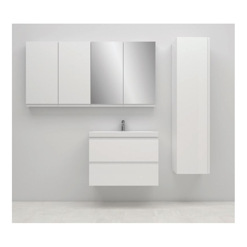 Cersanit S801-221-DSM - Κρεμαστό ντουλάπι μπάνιου με ενσωματωμένο νιπτήρα MODUO, 80x62x45 cm, γυαλιστερό λευκό