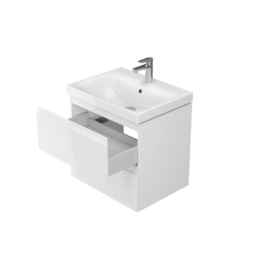 Cersanit S801-223-DSM - Κρεμαστή ντουλάπα μπάνιου MODUO 60x57x45 cm με νιπτήρα, σε γυαλιστερό λευκό