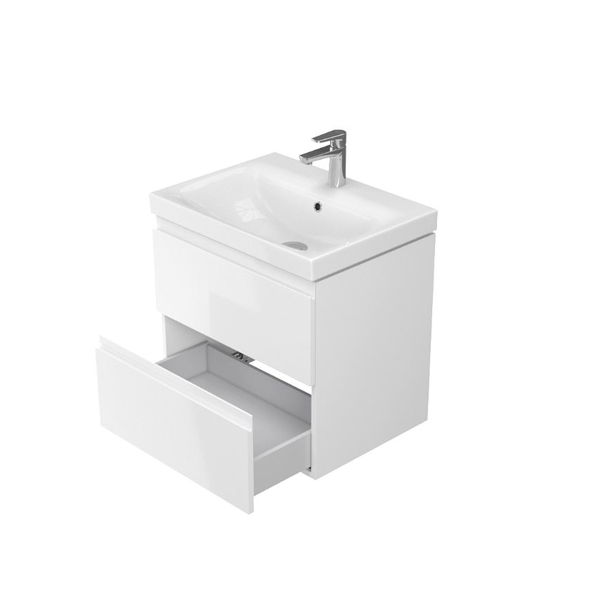 Cersanit S801-223-DSM - Κρεμαστή ντουλάπα μπάνιου MODUO 60x57x45 cm με νιπτήρα, σε γυαλιστερό λευκό
