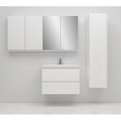 Cersanit S801-225-DSM - Κρεμαστή ντουλάπα μπάνιου με νιπτήρα MEDA SLIM 62x80 εκ. γυαλιστερό λευκό