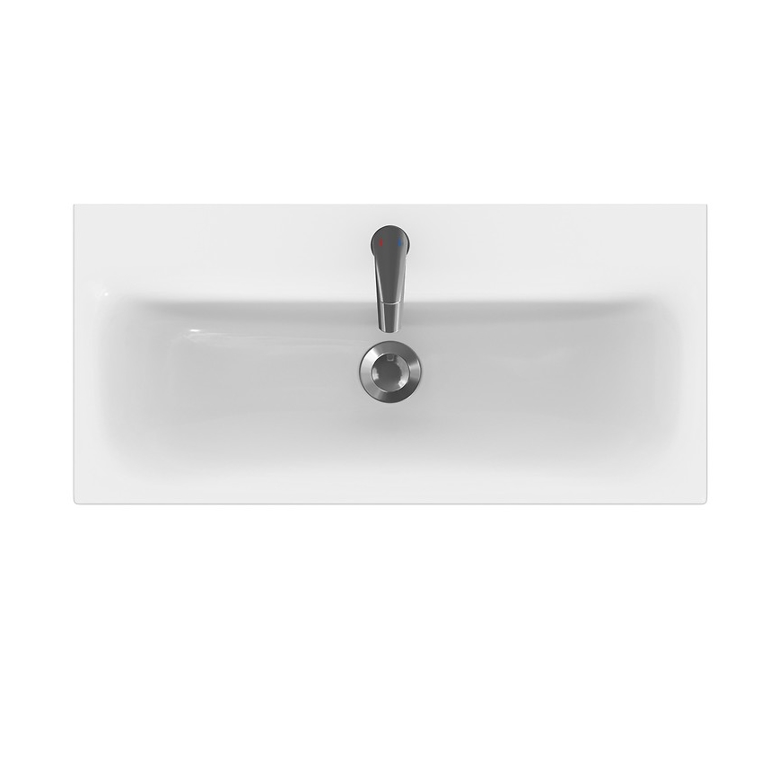 Cersanit S801-225-DSM - Κρεμαστή ντουλάπα μπάνιου με νιπτήρα MEDA SLIM 62x80 εκ. γυαλιστερό λευκό