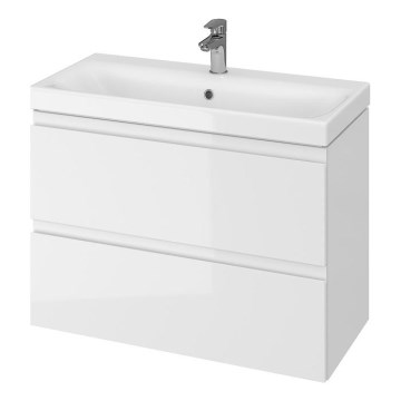 Cersanit S801-225-DSM - Κρεμαστή ντουλάπα μπάνιου με νιπτήρα MEDA SLIM 62x80 εκ. γυαλιστερό λευκό