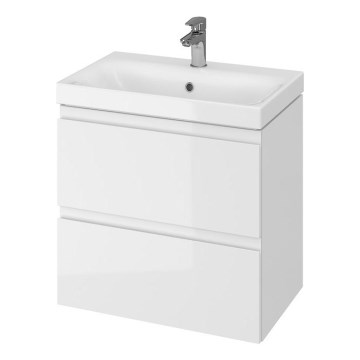 Cersanit S801-227-DSM - Κρεμαστή ντουλάπα μπάνιου με νιπτήρα MEDA SLIM 62x60 εκ. γυαλιστερό λευκό