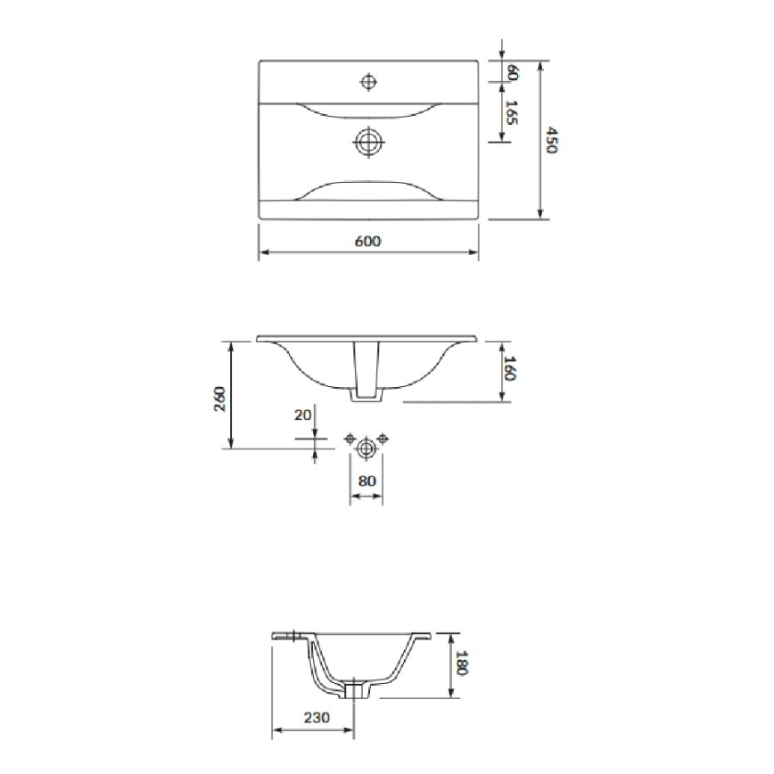 Cersanit S801-309-DSM - Κρεμαστό ντουλάπι μπάνιου με νιπτήρα NIKO 60x45 cm λευκό