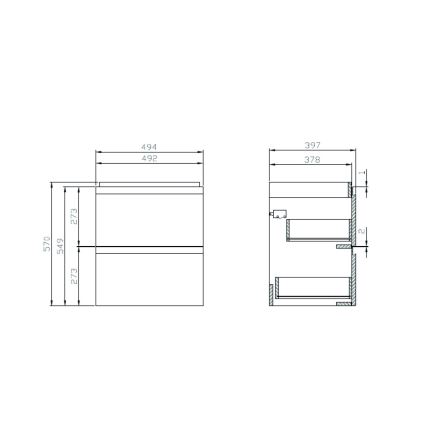 Cersanit S801-312-ECO - Κρεμαστό ντουλάπι μπάνιου με νιπτήρα MODUO 50x40 cm λευκό