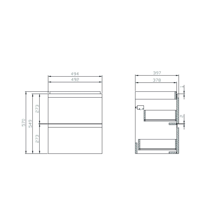 Cersanit S801-312-ECO - Κρεμαστό ντουλάπι μπάνιου με νιπτήρα MODUO 50x40 cm λευκό