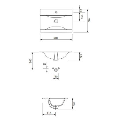 Cersanit S801-456 - Επιτοίχιο έπιπλο μπάνιου NIKO με νιπτήρα 50x40 cm λευκό
