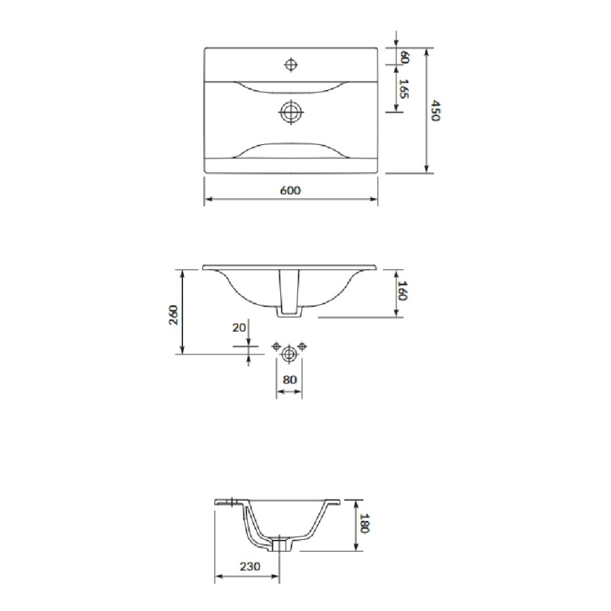 Cersanit S801-457 - Επιτοίχια νιπτηλοθήκη μπάνιου με νιπτήρα NIKO 60x45 εκ. καρυδιά