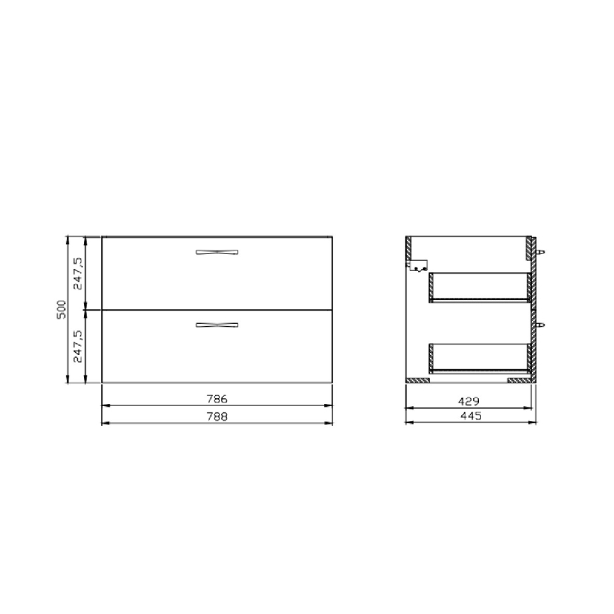 Cersanit S801-538 - Κρεμαστό ντουλάπι μπάνιου με νιπτήρα NIKO 80x45 cm λευκό