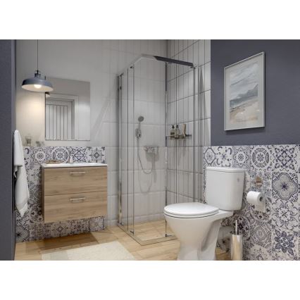 Cersanit S801-539 - Επιτοίχιο ντουλάπι μπάνιου με νιπτήρα NIKO 80x45 cm, σε απόχρωση καρυδιάς