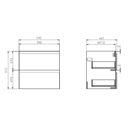 Cersanit S929-010 - Κρεμαστό ντουλάπι μπάνιου κάτω από νιπτήρα MODUO 59,5x44,7 cm γυαλιστερό λευκό