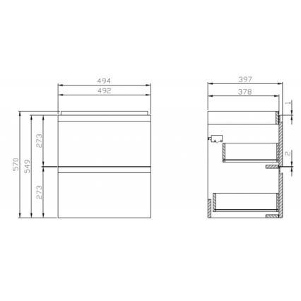 Cersanit S929-012 - Κρεμαστό ντουλάπι μπάνιου MODUO για κάτω από νιπτήρα, 49,4x39,7 cm, γυαλιστερό λευκό