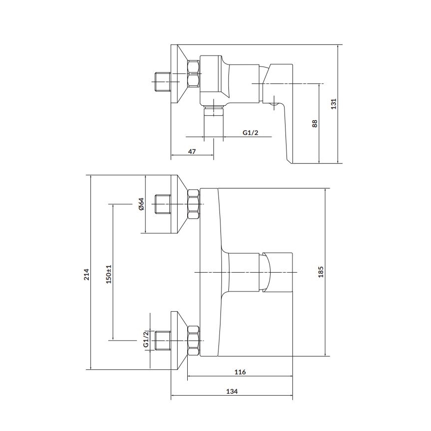 Cersanit S951-033 - Μπαταρία ντους MILLE λευκό/γυαλιστερό χρώμιο