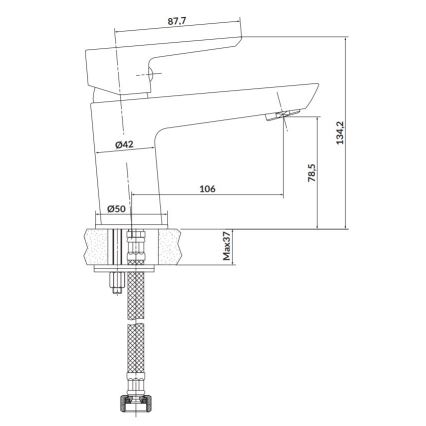 Cersanit S951-048 - Μπαταρία νιπτήρος MILLE 13,4 cm μαύρο + βαλβίδα