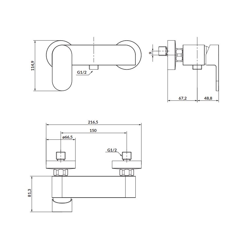 Cersanit S951-321 - Μπαταρία ντους CREA μαύρο