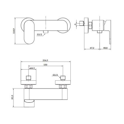 Cersanit S951-321 - Μπαταρία ντους CREA μαύρο
