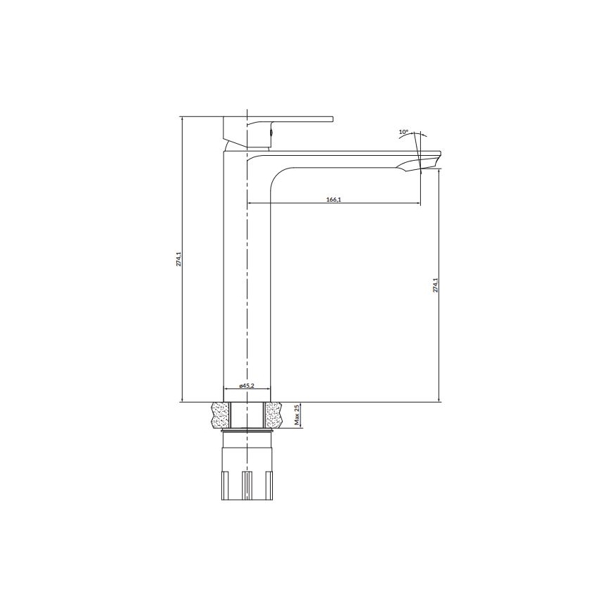 Cersanit S951-329 - Μπαταρία νιπτήρος CREA 27,4 cm γυαλιστερό χρώμιο
