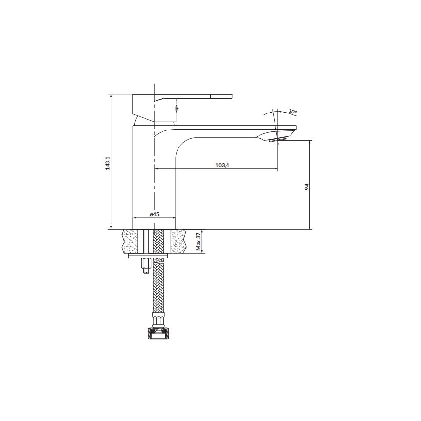 Cersanit S951-331 - Μπαταρία νιπτήρος CREA 14,3 cm μαύρο