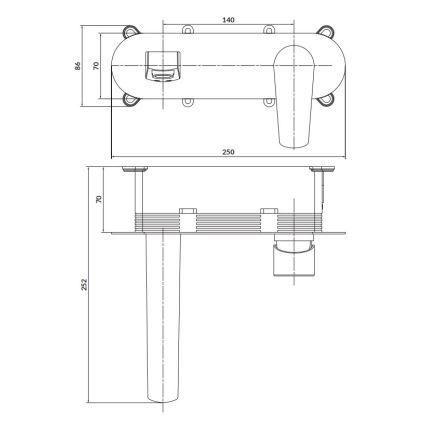 Cersanit S951-337 - Μπαταρία μπανιέρας εντοιχισμού MODUO γυαλιστερό χρώμιο
