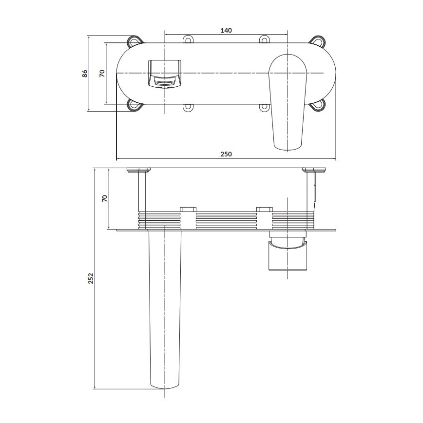 Cersanit S951-337 - Μπαταρία μπανιέρας εντοιχισμού MODUO γυαλιστερό χρώμιο