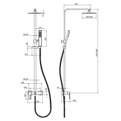 Cersanit S951-339 - Σετ ντους MILLE σε γυαλιστερό χρώμιο