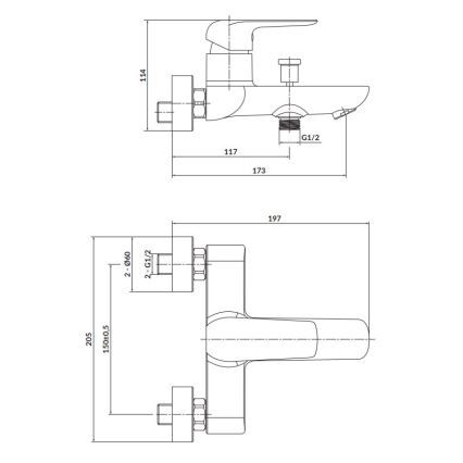 Cersanit S951-344 - Μπαταρία μπανιέρας CITY γυαλιστερό χρώμιο