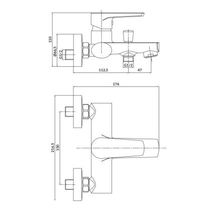 Cersanit S951-346 - Μπαταρία μπάνιου MODUO σε γυαλιστερό χρώμιο