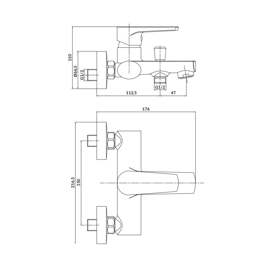 Cersanit S951-346 - Μπαταρία μπάνιου MODUO σε γυαλιστερό χρώμιο
