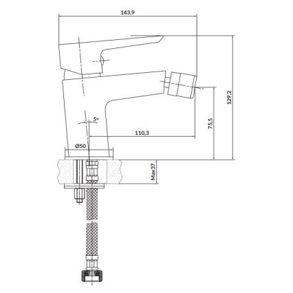 Cersanit S951-347 - Μπαταρία μπιντέ MILLE γυαλιστερό χρώμιο