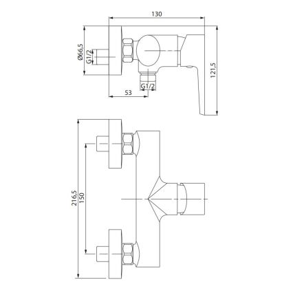 Cersanit S951-353 - Μπαταρία ντους MODUO γυαλιστερό χρώμιο
