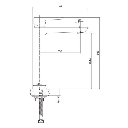 Cersanit S951-355 - Μπαταρία νιπτήρος MILLE 27 cm λευκό + βαλβίδα
