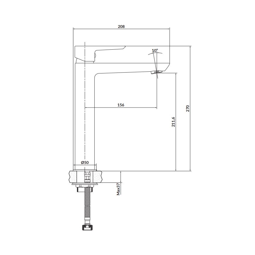 Cersanit S951-355 - Μπαταρία νιπτήρος MILLE 27 cm λευκό + βαλβίδα