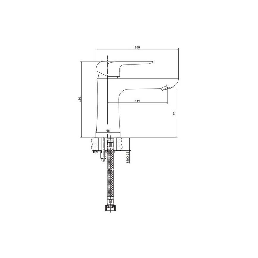 Cersanit S951-359 - Μπαταρία νιπτήρος CITY 15 cm γυαλιστερό χρώμιο