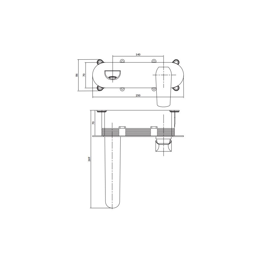 Cersanit S951-361 - Μπαταρία νιπτήρος εντοιχισμού CITY γυαλιστερό χρώμιο