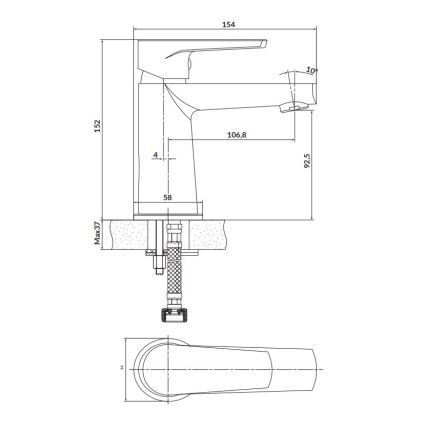 Cersanit S951-362 - Μπαταρία νιπτήρος MODUO 15,2 cm γυαλιστερό χρώμιο