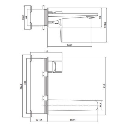 Cersanit S951-385 - Μπαταρία νιπτήρος εντοιχισμού LARGA μαύρο