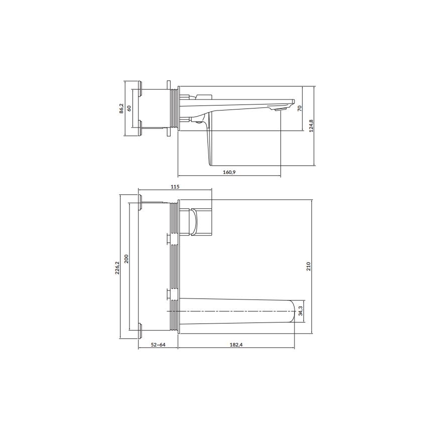 Cersanit S951-386 - Μπαταρία νιπτήρος εντοιχισμού LARGA γυαλιστερό χρώμιο