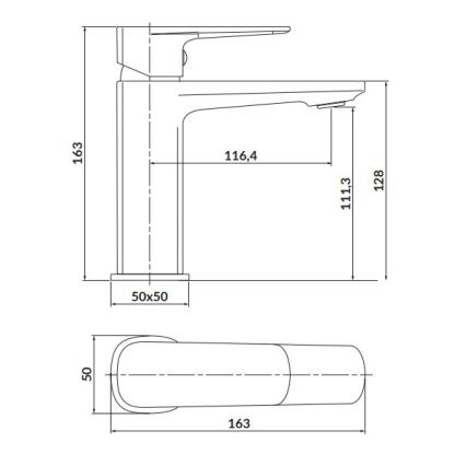 Cersanit S951-390 - Μπαταρία νιπτήρος LARGA 16,3 cm μαύρο