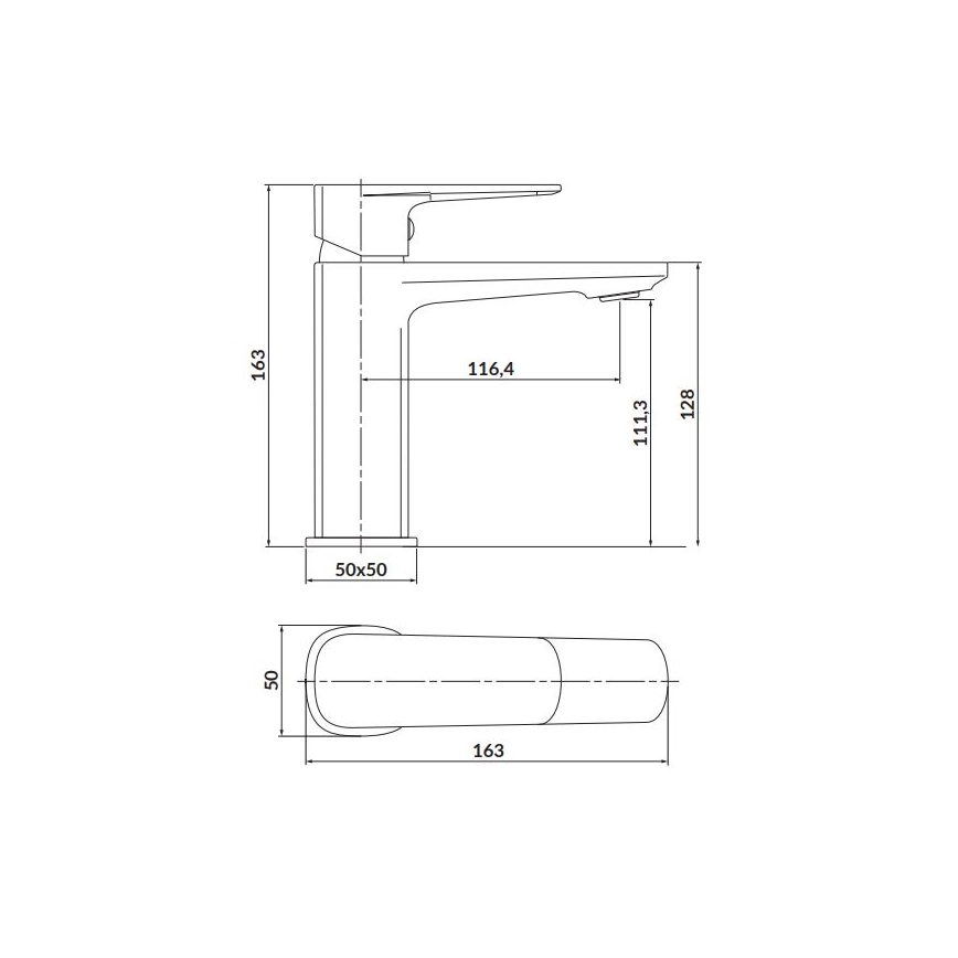 Cersanit S951-390 - Μπαταρία νιπτήρος LARGA 16,3 cm μαύρο