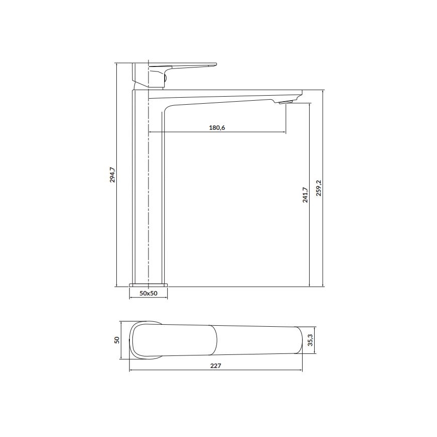 Cersanit S951-391 - Μπαταρία νιπτήρος LARGA 29,5 cm μαύρο
