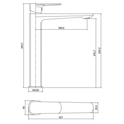 Cersanit S951-391 - Μπαταρία νιπτήρος LARGA 29,5 cm μαύρο