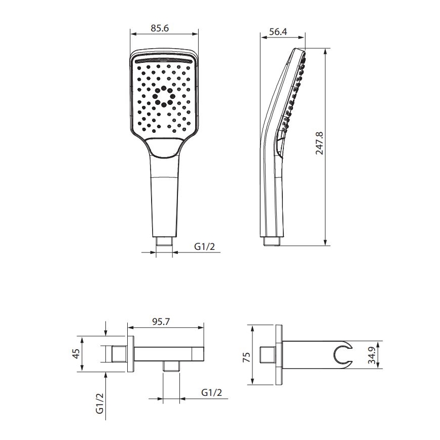 Cersanit S951-513 - Σετ ντους LARGA μαύρο