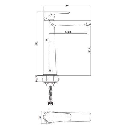 Cersanit S951-585 - Μπαταρία νιπτήρα MODUO 27,2 εκ. μαύρη