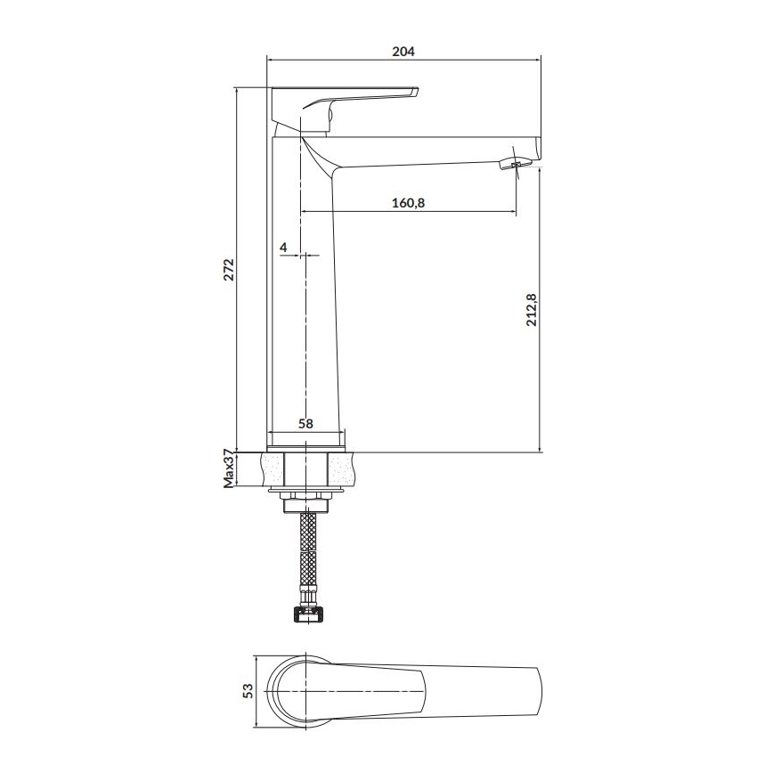 Cersanit S951-585 - Μπαταρία νιπτήρα MODUO 27,2 εκ. μαύρη