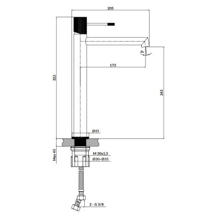 Cersanit S951-592 - Μπαταρία νιπτήρος ZEN 32,2 cm γυαλιστερό χρώμιο