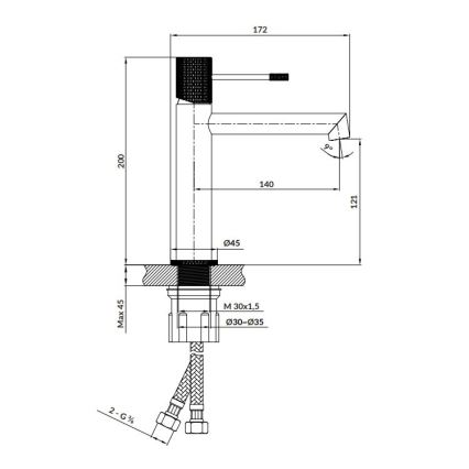 Cersanit S951-595 - Μπαταρία νιπτήρα ZEN 20 εκ. μαύρη