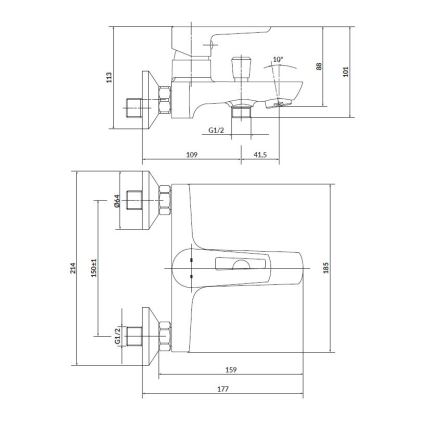 Cersanit S952-003 -Σετ μπάνιου με μπαταρία + Βαλβίδα νιπτήρος MILLE γυαλιστερό χρώμιο