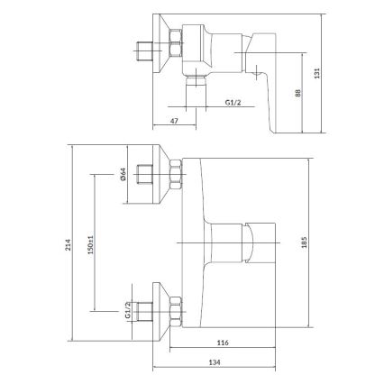 Cersanit S952-004 - Σετ ντους με μπαταρία + μπαταρία νιπτήρα MILLE σε γυαλιστερό χρώμιο