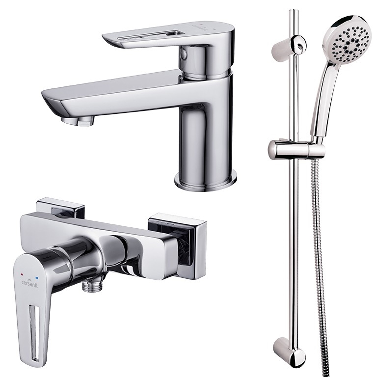 Cersanit S952-004-Σετ μπάνιου με μπαταρία + Βαλβίδα νιπτήρος MILLE γυαλιστερό χρώμιο